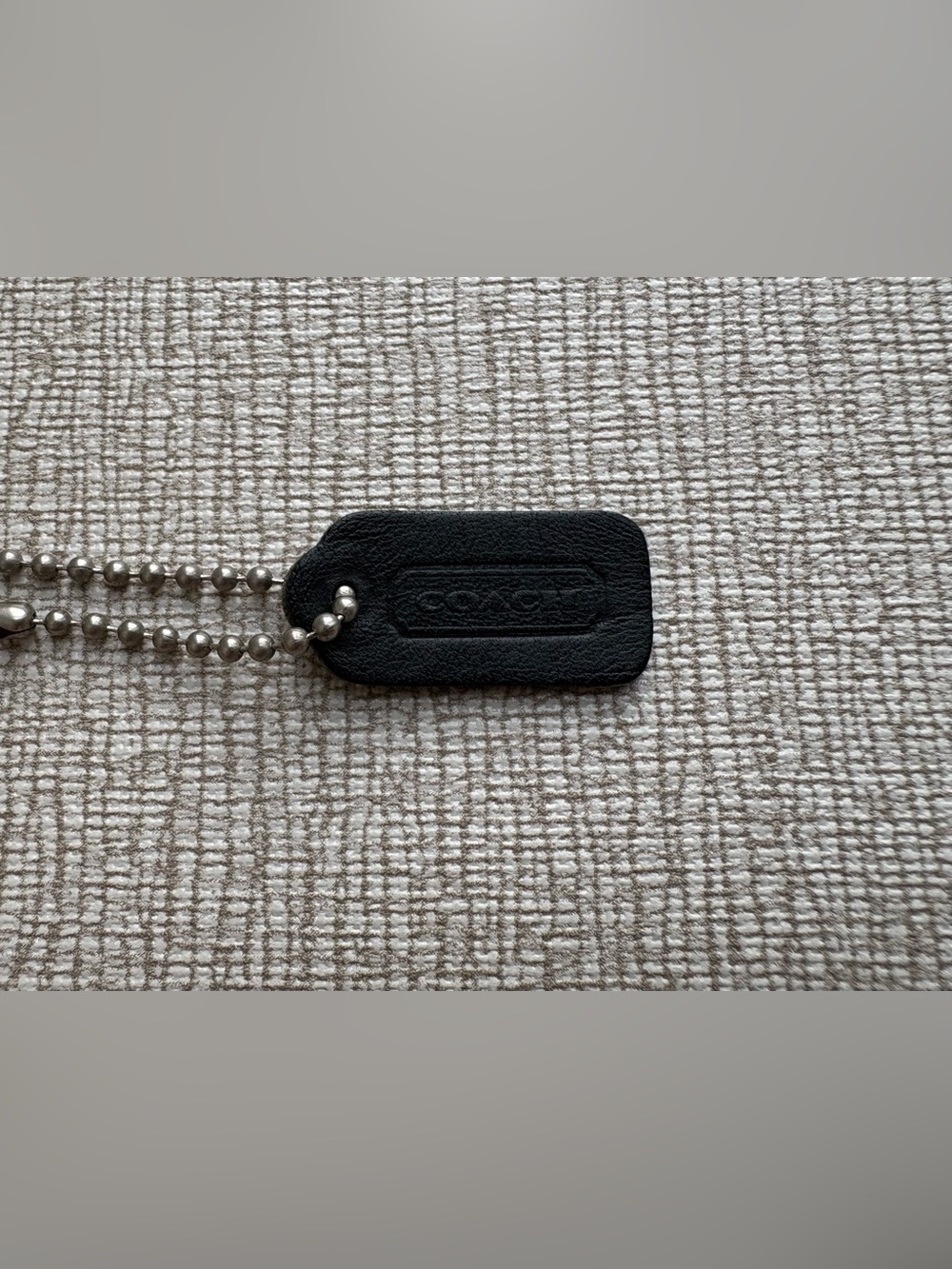 COACH Mini Vintage 1.25" Black Leather Double-Sided Hang Tag Hangtag Bag Charm